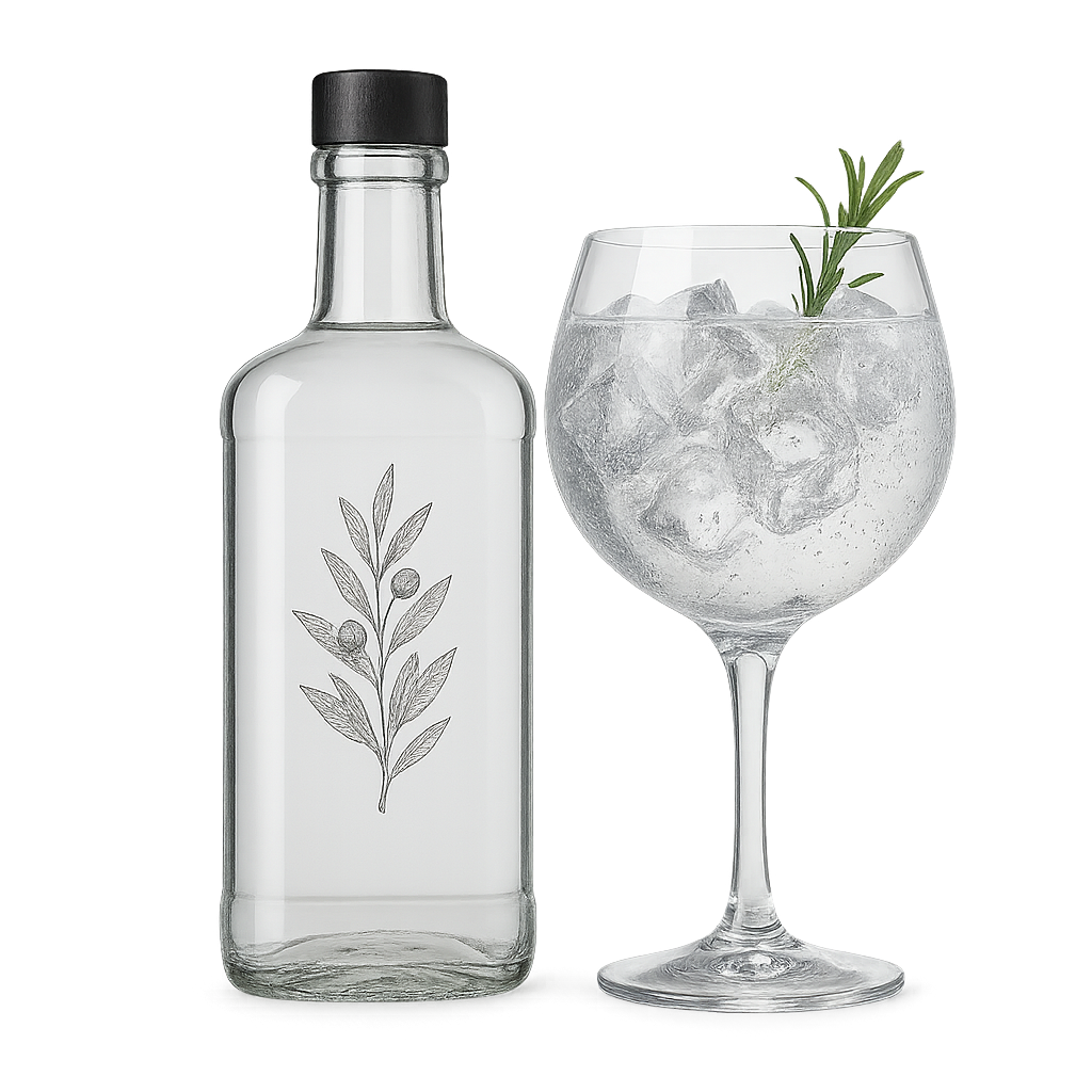 Botella de Ginebra y Copa